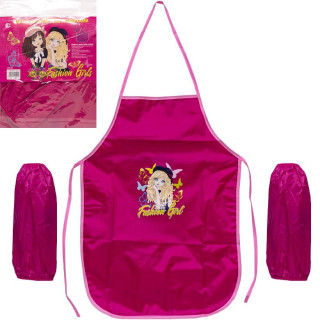 Фартух дитячий з нарукавниками для дівчаток CR5530(Pink) 54х37 см (91392)