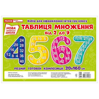 Набор для оформления класса НУШ Таблица умножения от 2 до 9 13104206 размер готовой композиции 30х160 см