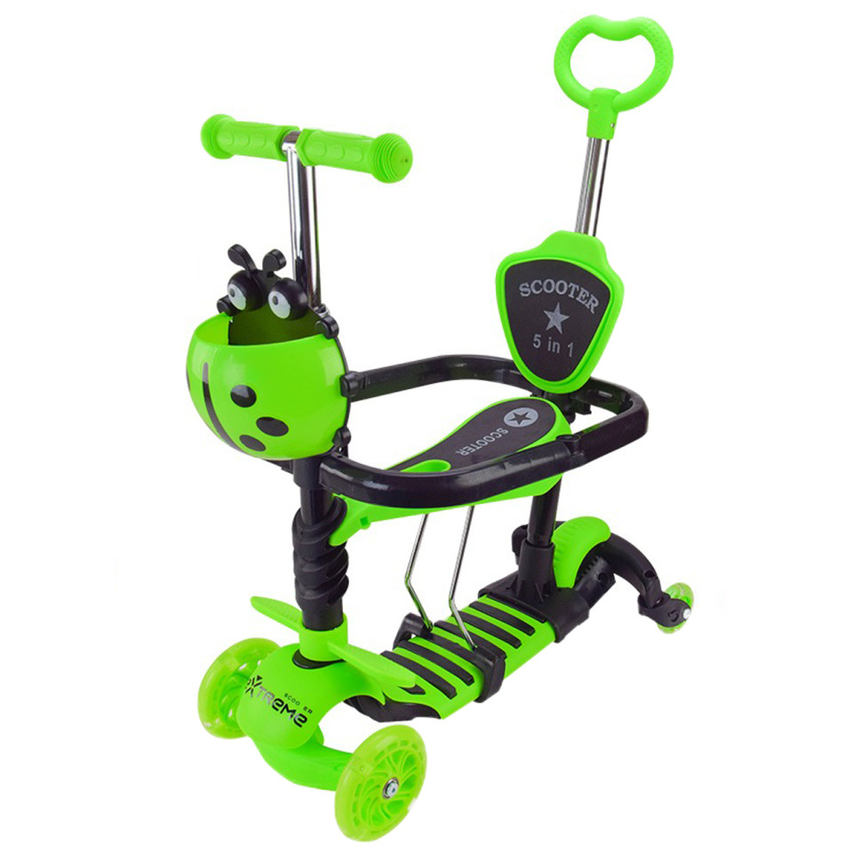 Самокат дитячий 3-х колісний Scooter Children's SC2501(Green) 3в1 колеса що світяться, зелений - гурт(опт), дропшиппінг 