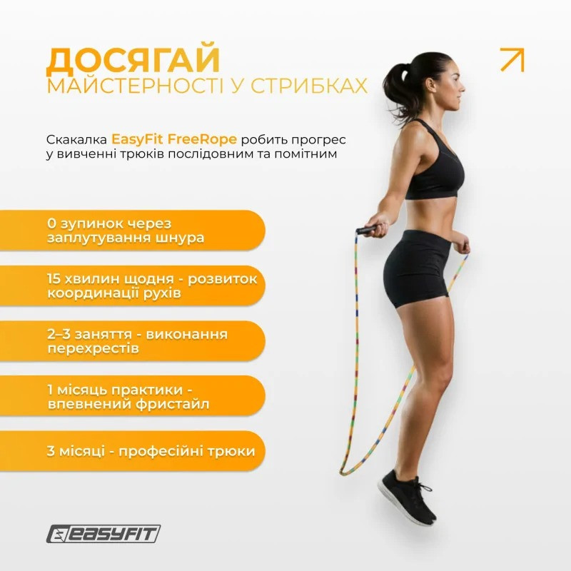 Бисерная скакалка EasyFit EF-2820-MD, FreeRope, мультиколор 2,7 м опт, дропшиппинг