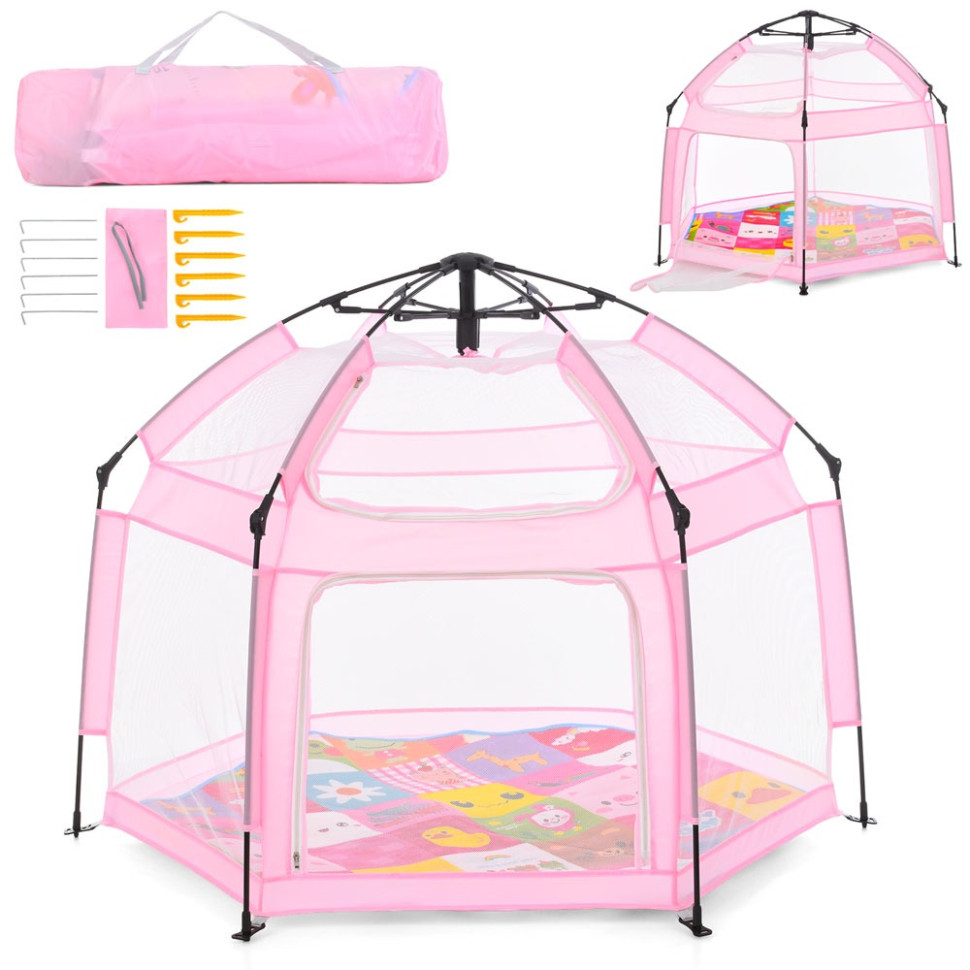Дитячий манеж MR 1512 Powder Pink 146×127×110 см - гурт(опт), дропшиппінг 