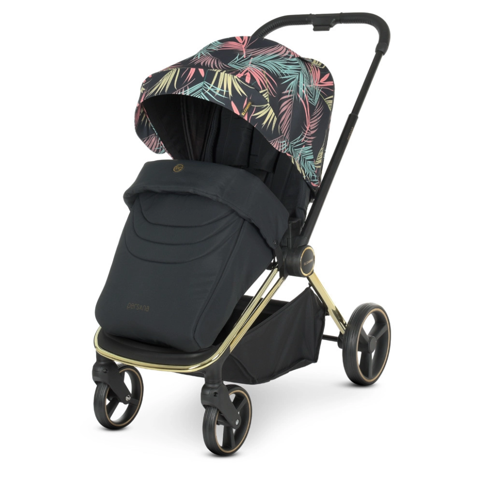 Коляска дитяча універсальна 2в1 EL CAMINO ME 1091-G PERSONA Black Pink Palm - гурт(опт), дропшиппінг 