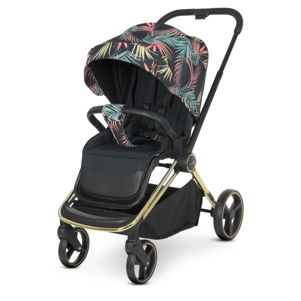 Коляска дитяча універсальна 2в1 EL CAMINO ME 1091-G PERSONA Black Pink Palm - гурт(опт), дропшиппінг 