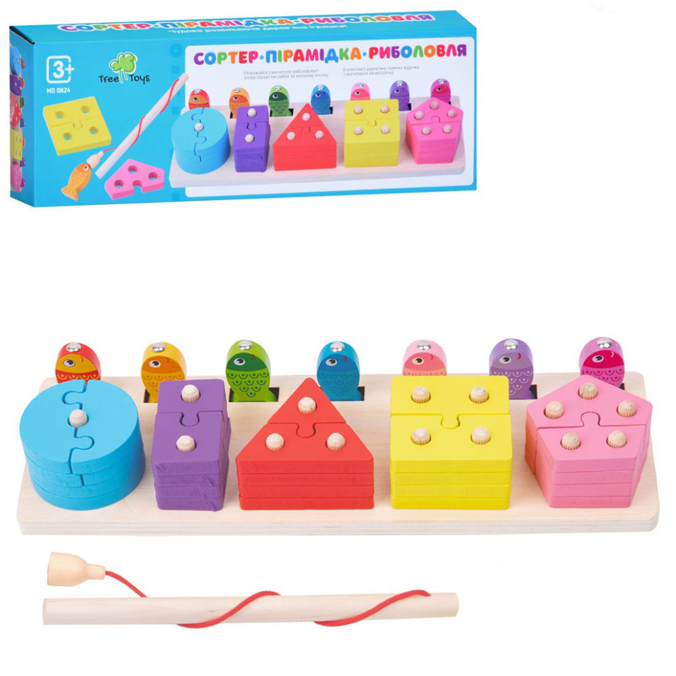 Деревянная игрушка Геометрика MD 0824 фигуры, рыбалка опт, дропшиппинг