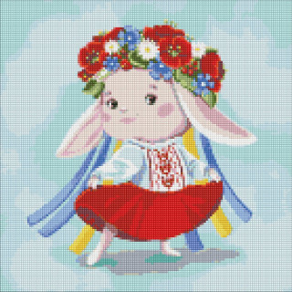 Алмазная мозаика "Зайка-украиночка" ©Екатерина Валерьева Идейка AMO7434 40х40 см