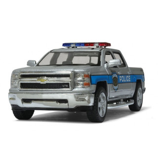 Инерционная машинка "Police" Chevrolet Silverado 2014 KT5381WPR(Silver) серый, масштаб 1:46