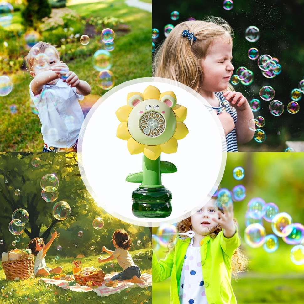 Мильні бульбашки Flower Bubble Machine BJC-5A(Bear-Yellow) зі світлом - гурт(опт), дропшиппінг
