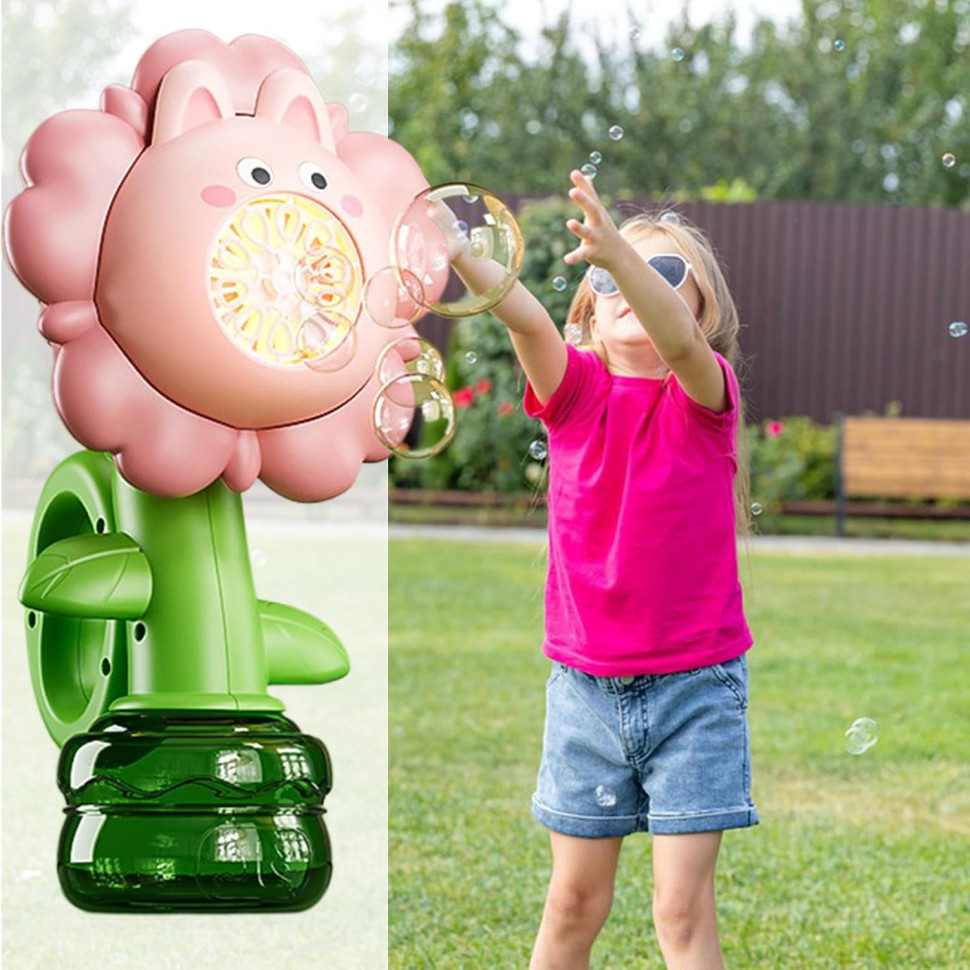 Мыльные пузыри Flower Bubble Machine BJC-5A(Bunny-Pink) со светом опт, дропшиппинг