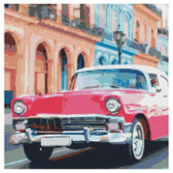 Алмазная мозаика "Розовый автомобиль Гавани" Strateg GA0007 50х50 см